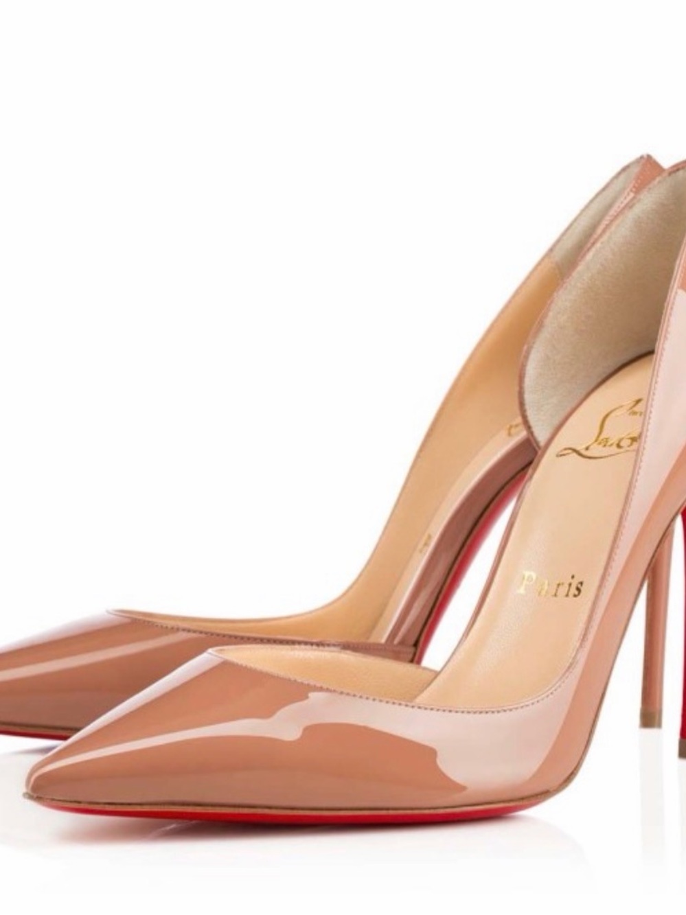 Christian Louboutin Iriza Nude 100 Patent Pointed-Toe Stiletto Pumps